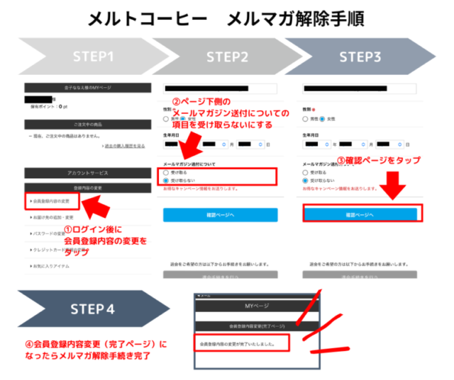 メルトコーヒーメルマガ解除手順