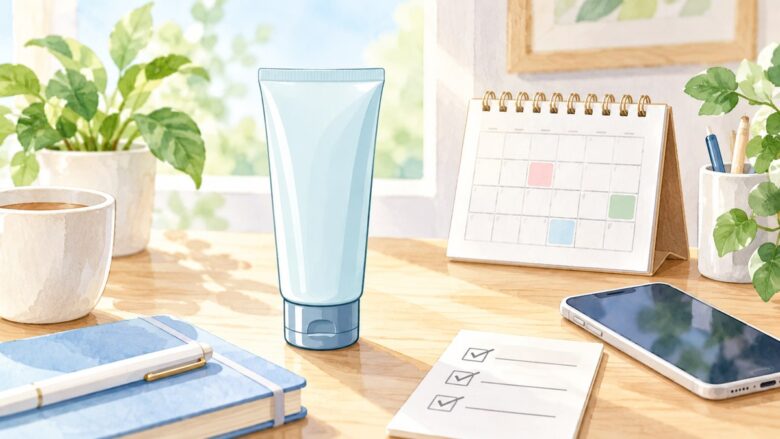 【アクシリオ アクアテクトゲル】定期便の解約は電話受付。期限表記は公式内で差ありの解約手続きを確認するイラスト