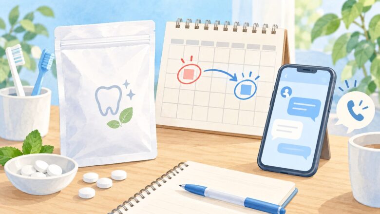 ブレスマイルの次回お届け日と連絡方法を確認するイラスト