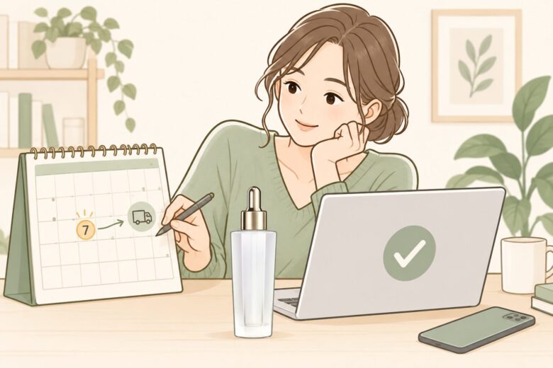 テナルの次回お届け日と解約手順を確認するイラスト